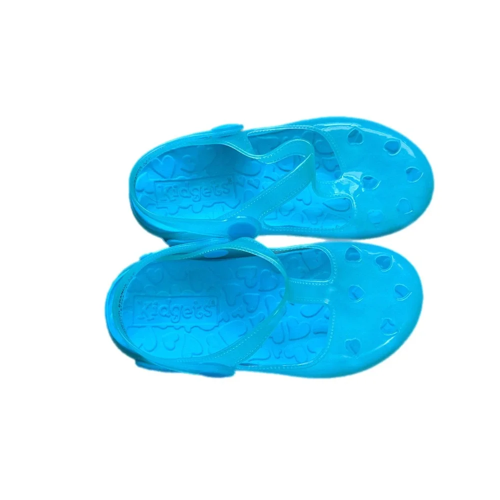 Kidgets Jelly Mary Jane Kids Size 9 Turquoise Excellent Heart Cutout Water Shoes